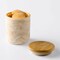 Handcrafted Ceramic Jar with Wooden Lid –Stylish & Sustainable Storage-3.5X3.5X4.3"